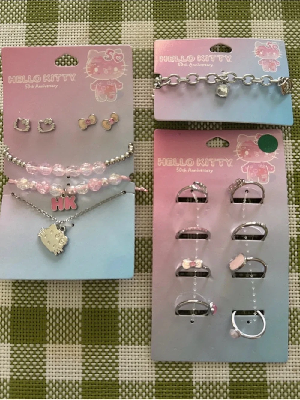 Hello Kitty Pink and Silver Kids Jewelry Set - Beads, Charms & Rings
